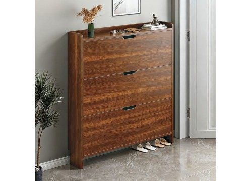 SHOE CABINET 80x17x115cm MDF-Melamine Walnut