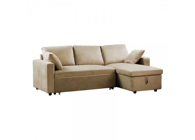 MONTREAL Reversible Storage Corner Sofabed Velure Beige