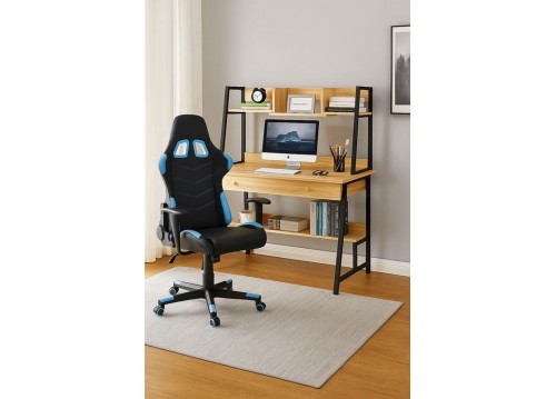 STUDENT-1 Set (Desk H/Y Sonoma+Gaming Armchair BF9150 Blue)
