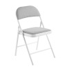 BRENDA Folding Chair Grey Fabric (White Paint)