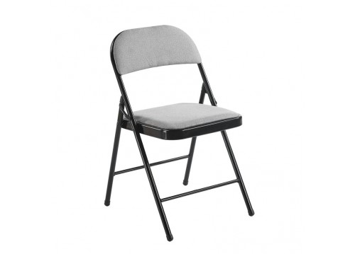 BRENDA Folding Chair Grey Fabric (Black Paint)