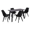 MARTIN Set (Table 120x70+4 Chairs) MDF Grey Walnut/Black PP