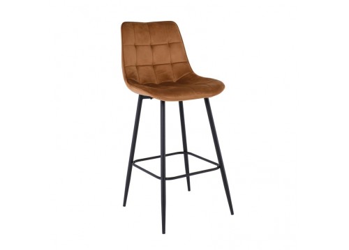 MYRIAM Bar Stool Metal Black/Fabric Velure Beige