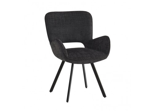 VETA Revolving Armchair Black Metal/Black Fabric