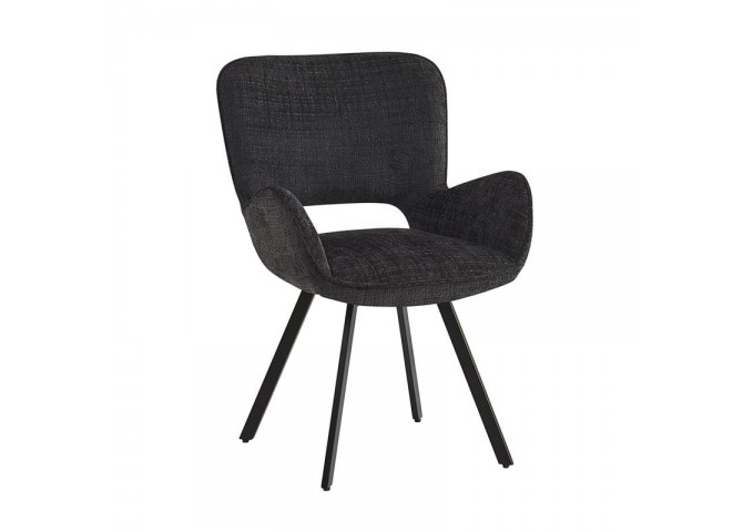 VETA Revolving Armchair Black Metal/Black Fabric