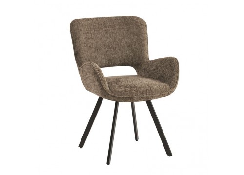 VETA Revolving Armchair Black Metal/Brown Fabric