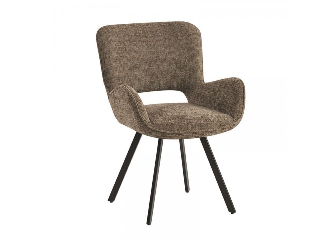 VETA Revolving Armchair Black Metal/Brown Fabric