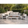TORO Set (4pcs) Alu White/Rope Wicker Anthracite/Polywood Narural (Cushion Ecru)