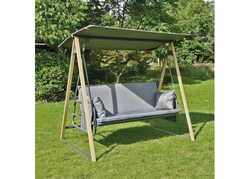 SURF Swing 3-Sater (Bed) Metal Natural-Dark Grey, Fabric Grey