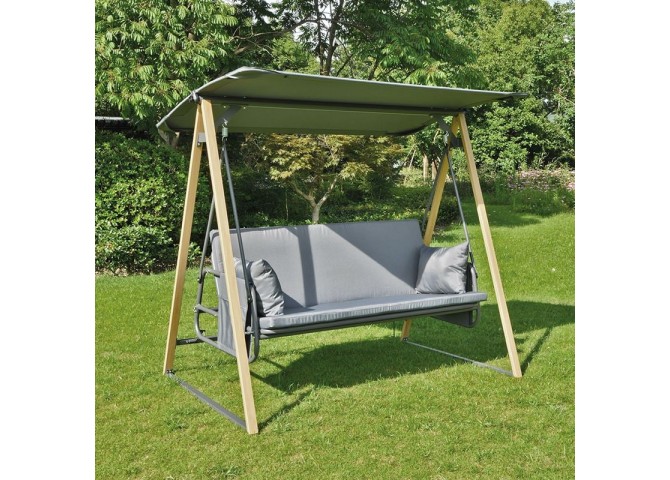 SURF Swing 3-Sater (Bed) Metal Natural-Dark Grey, Fabric Grey