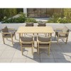 FLORIDA Dining Set (Table 180x90cm+6 Armchairs) Acacia, Cushions Cappuccino