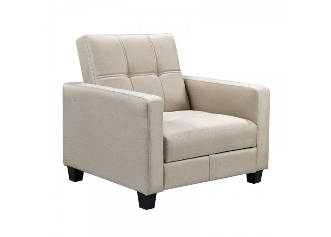 KELSO Armchair Bed w/Storage, Fabric Cappuccino