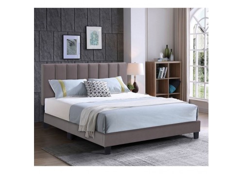 ALLEGRO Κρεβάτι Διπλό 160x200cm, Ύφασμα Cappuccino, με Κεφαλάρι πολλαπλών θέσεων