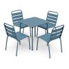 BRIO Slat Set (Table 70x70cm+4 Chairs) Metal Sandy Blue 5415C