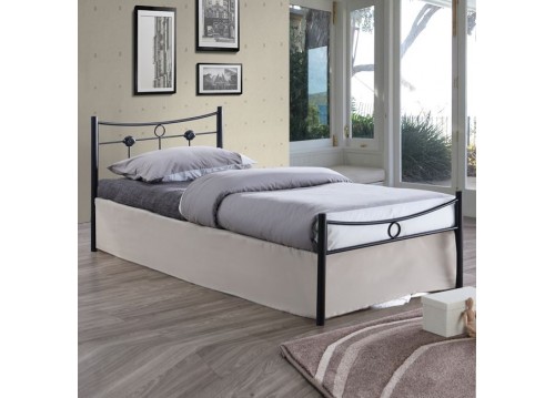 Μονό μεταλλικό κρεβάτι σφυρήλατο μαύρο για στρώμα 90x200cm