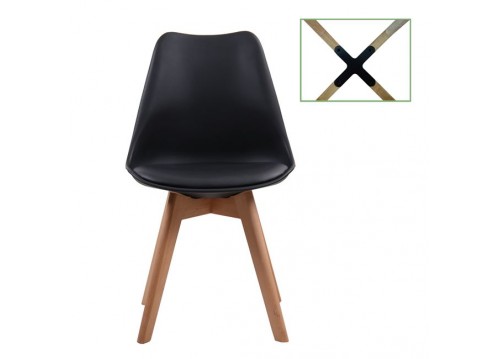 Καρέκλα με ξύλινο πόδι σε μαύρο χρώμα