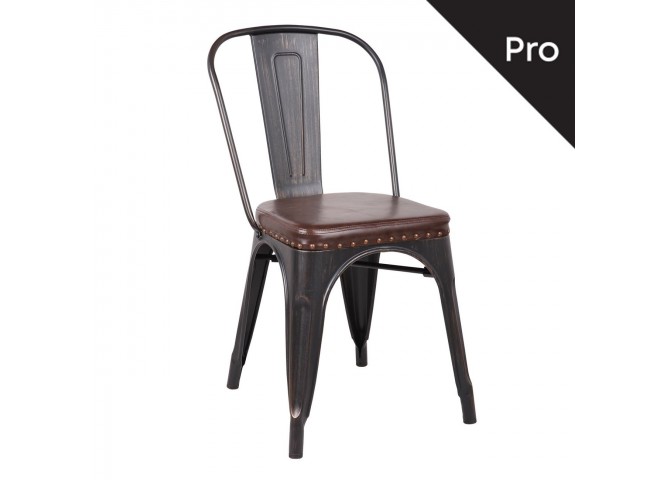 RELIX Chair-Pro Metal Antique Black/Pu Dark Brown