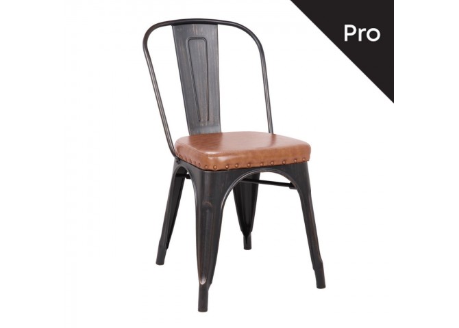 RELIX Chair-Pro Metal Antique Black/Pu Camel