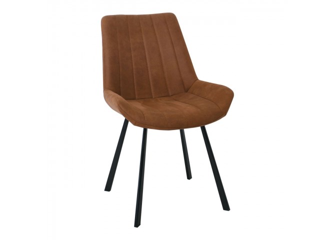 Καρέκλα Μεταλλική Μαύρη/Ύφασμα Suede Καφέ 55x61x88 cm
