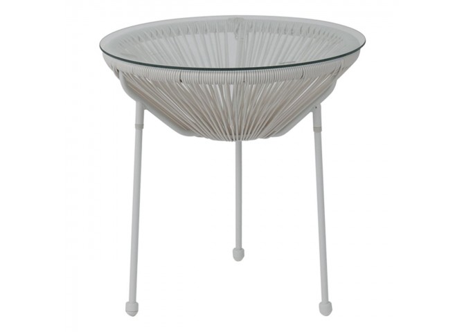 Τραπ.Φ.50cm Μετ.Άσπρο, Plastic Rattan Άσπρο