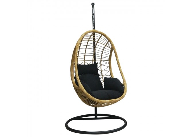 Κρεμαστή Πολυθ.Μεταλ.Μαύρη/Wicker Φυσικό/Μαξ.Μαύρο