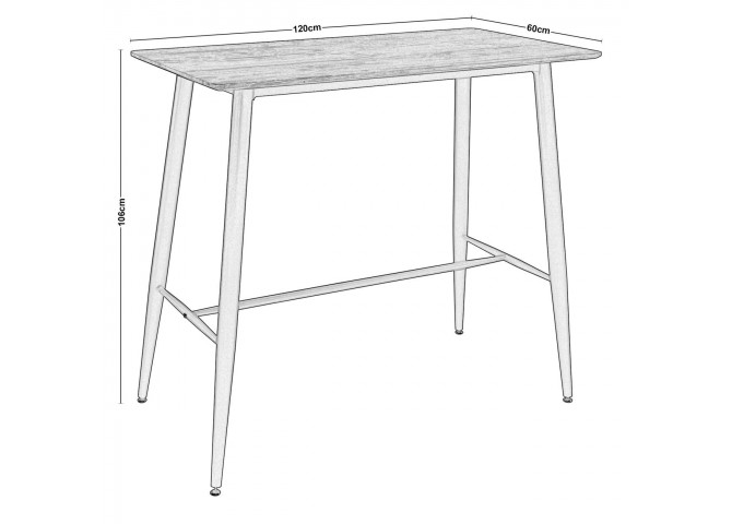 Τραπέζι BAR 120x60x106cm Antique Oak, Μεταλ.Μαύρο