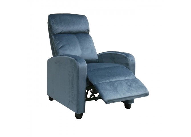 Πολυθρόνα Relax Γκρι-Μπλε βελούδο 68x86x99cm