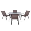 Set (Τραπ.120x70cm+4 Πολ) Μετ.Καφέ/Text.Καφέ Πολ:55x72x91cm