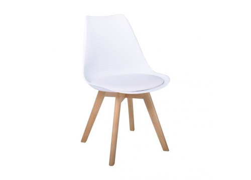 Καρέκλα PP Άσπρο Ξύλινο πόδι 49x56x82cm