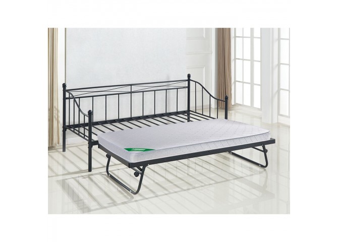 MARIN Set Daybed (για Στρώμα 90x190)+Βοηθ.Κρεβ+Στρώμα 85x185 Steel Μαύρο
