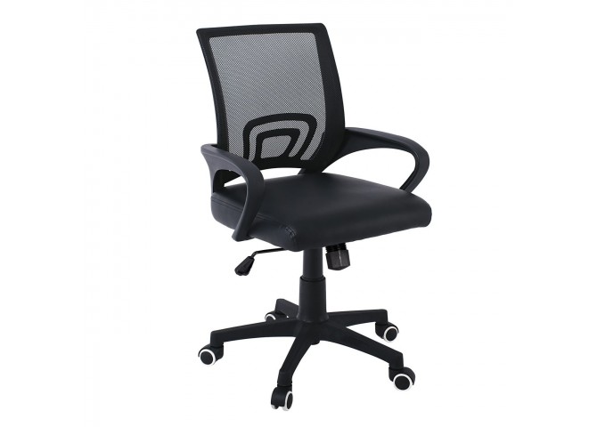 BF2101-P Πολυθρόνα Γραφείου με ανάκλιση Βάση Nylon / Μαύρο Mesh - Pu (Συσκ.1)