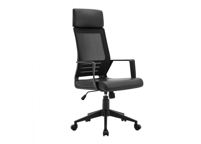 BF2500 Πολυθρόνα Γραφείου Διευθυντή Mesh Μαύρο - Pu Μαύρο