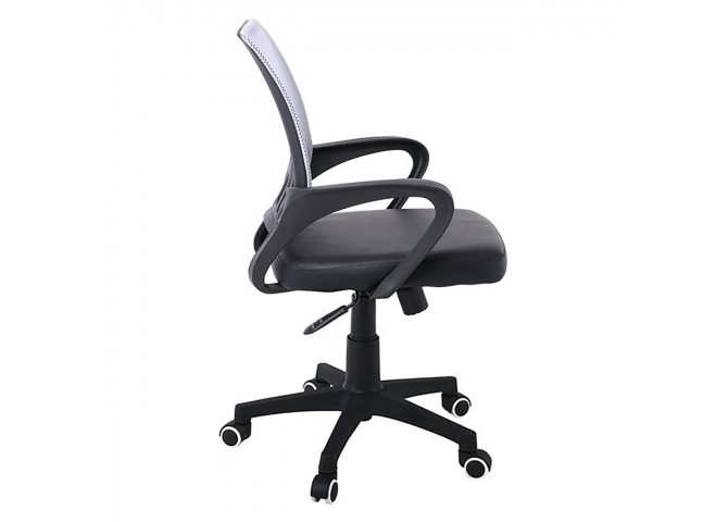 BF2101-P Πολυθρόνα Γραφείου με ανάκλιση Βάση Nylon / Mesh Γκρι - Μαύρο Pu (Συσκ.1)