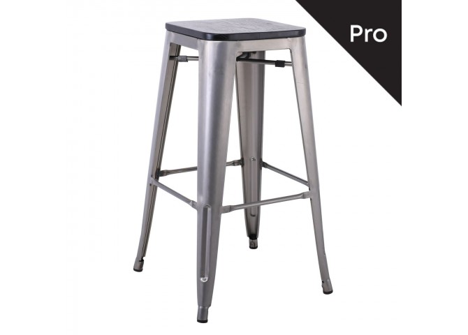 RELIX Wood Σκαμπό Bar-Pro, Απόχρωση Metal με Διακοσμητική Σκουριά, Απόχρωση Ξύλου Μαύρο