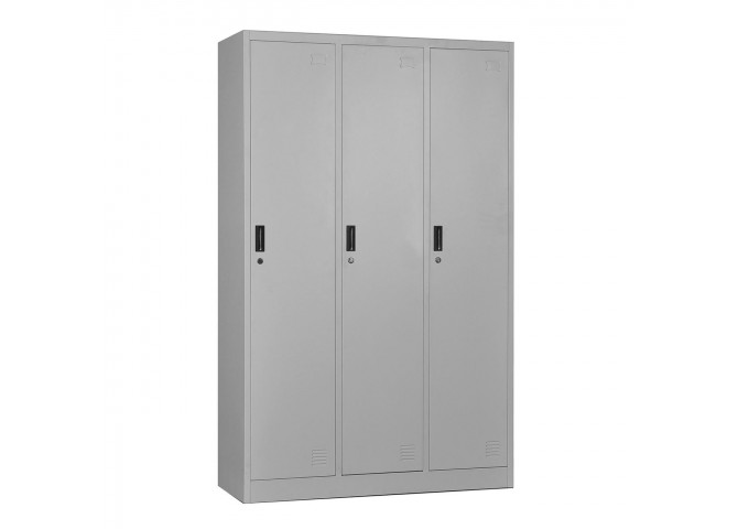 LOCKER 3 Θέσεων Ερμάριο - Ανά θέση: 3 Ράφια, Θέσεις για Κρεμάστρες, Μέταλλο Βαφή Γκρι