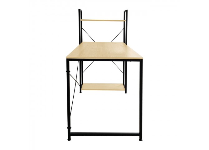 ΓΡΑΦΕΙΟ Η/Υ με 4 Ράφια Μέταλλο Βαφή Μαύρο, Melamine Beech