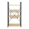 ΓΡΑΦΕΙΟ Η/Υ με 4 Ράφια Μέταλλο Βαφή Μαύρο, Melamine Beech