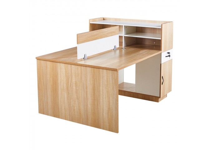 WORKSTATION Γραφείο - Σταθμός Εργασίας 2 Θέσεων, Melamine Απόχρωση Sonoma-Άσπρο