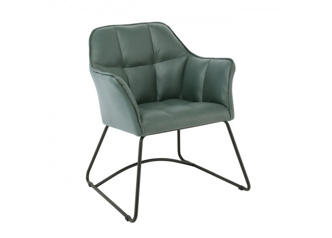 POLLY Πολυθρόνα Μέταλλο Βαφή Μαύρο, Ύφασμα Suede Olive Green