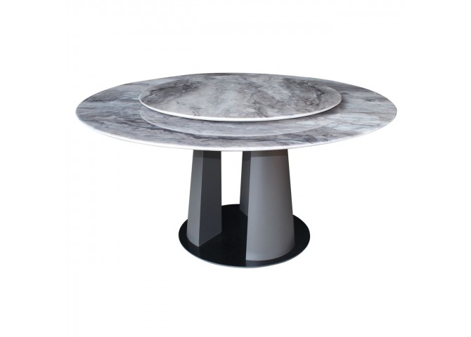 LAZY SUSAN Τραπέζι με κεντρική Περιστρεφόμενη επιφάνεια, Βάση Μέταλλο-Επιφάνεια Μάρμαρο