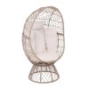 CROWN Πολυθρόνα Egg, Wicker Εκρού, Μαξιλάρι Άσπρο