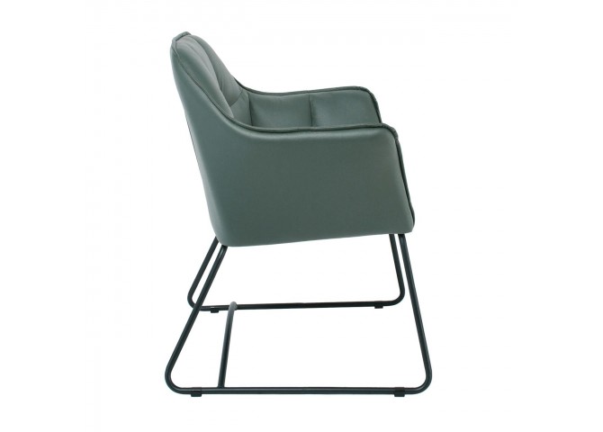 POLLY Πολυθρόνα Μέταλλο Βαφή Μαύρο, Ύφασμα Suede Olive Green