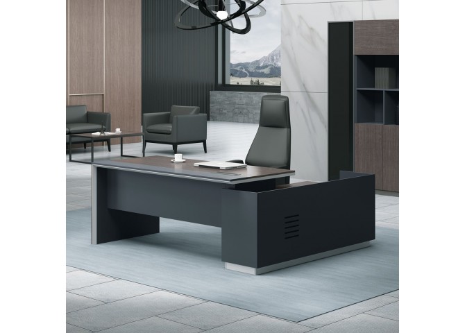 Γραφείο -Αρ-220x160cm Σκ.Καρυδί/Γκρι