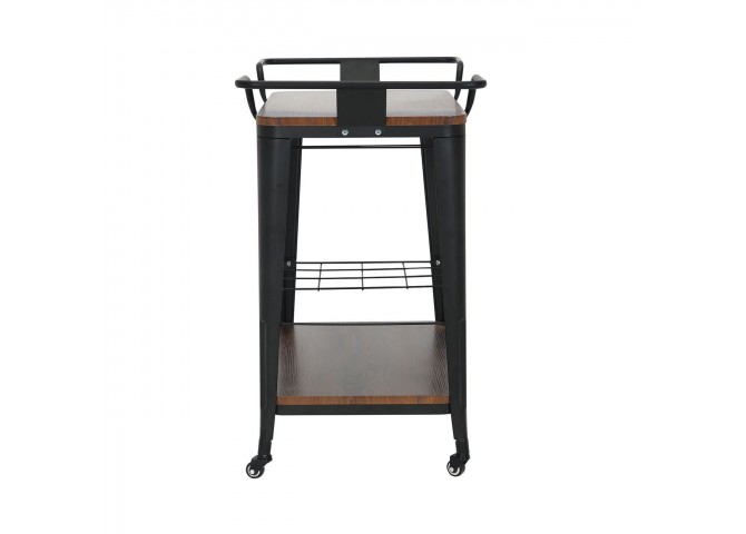 RELIX Trolley Bar-Pro Μέταλλο Βαφή Μαύρο, MDF Απόχρωση Καρυδί