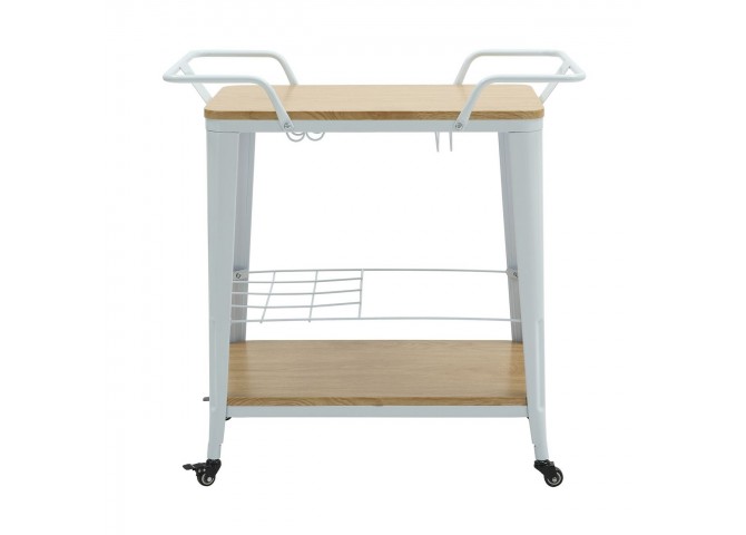 RELIX Trolley Bar-Pro Μέταλλο Βαφή Άσπρο, MDF Απόχρωση Φυσικό