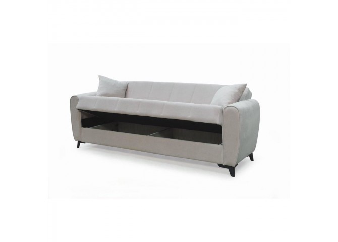JEROM Sofa-Bed with Storage 3-Seater / Fabric Cappuccino