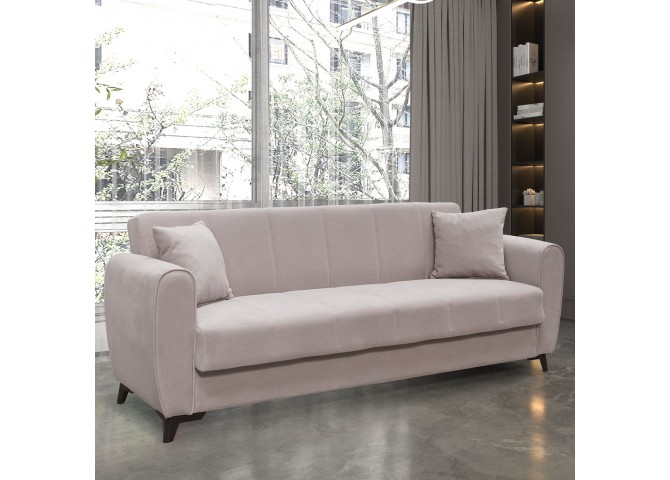 JEROM Sofa-Bed with Storage 3-Seater / Fabric Cappuccino