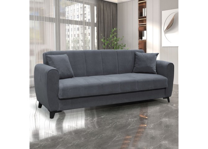 JEROM Sofa-Bed with Storage 3-Seater / Fabric Anthracite