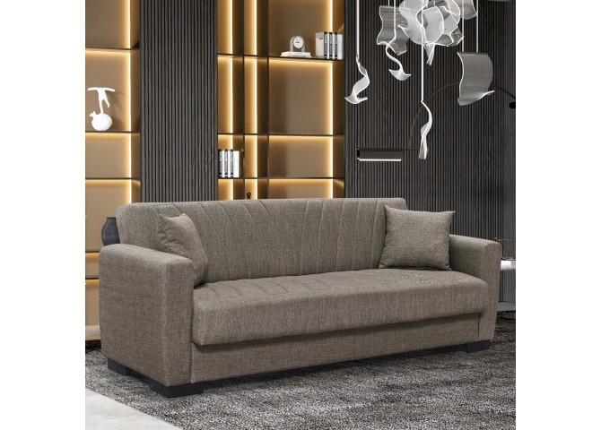 GALAXY Sofa-Bed with Storage 3-Seater / Fabric Brown