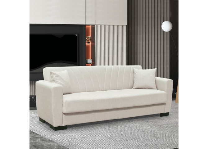 GALAXY Sofa-Bed with Storage 3-Seater / Fabric Beige